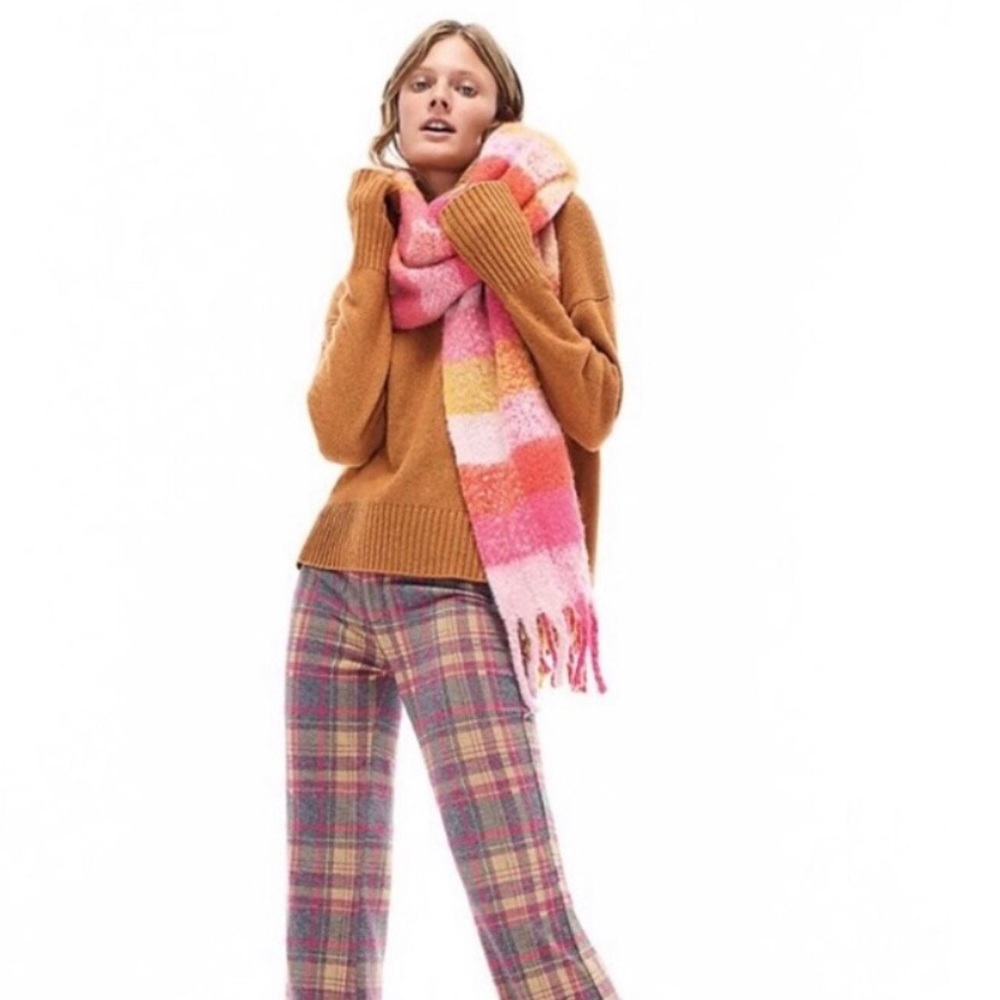 Anthropologie Delaney Plaid Fringed Scarfe